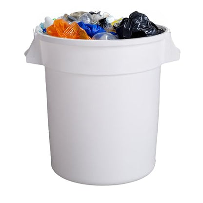 PRO&Family Commercial Round Trash Can, Ingredient Bin, Heavy-Duty Plastic, Anti-Static, Kitchen, Office, Outdoor Use (White, 20 Gallon) - color: White, size: 20 Gallon