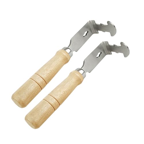 lasenersm 2 Pieces Beehive Shovel Stainless Steel Beehive Frame Cleaning Tool Honey Uncapping Fork Beehive Cleaner Honey Scraper Fork Shovel Beehive Frame Cleaner with Wooden Handle, 18cm