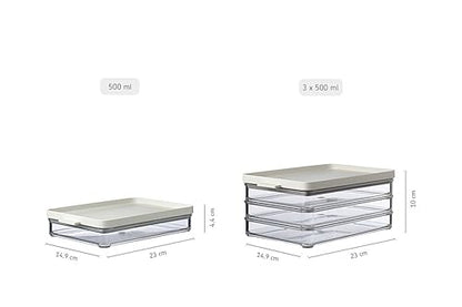 Mepal Meat Fridge Storage Containers 3 Layers - Container with Lid for Meat - Fridge Container for Kitchen Storage & Organization - Dishwasher-safe - 3 x 500 ml - Nordic sage - size: Fleischbehälter 3 lagen