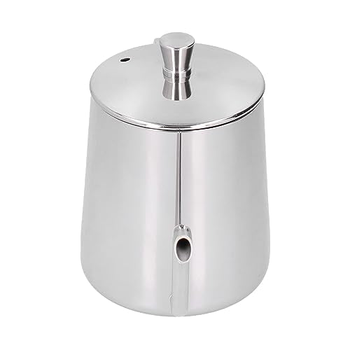 RiToEasysports 304 Stainless Steel Gooseneck Kettle with Thermometer Hole Coffee Pouring Pot Perfect for Hotels Restaurants, 8.6x5.4in (Silver 350ML) - color: Silver 350ML