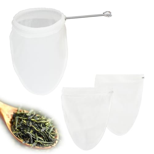 5-Pack Ultra Fine Mesh Filter Bags, Reusable Mesh Filter Bags with Handle Milk Tea Filter for Filtering Coffee, Milk, Juice, Honey, Cheese (Small Size)