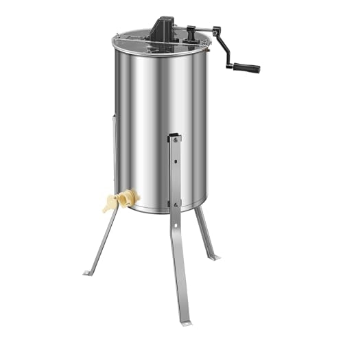 VEVOR Honey Extractor, 2 Frame Manual Honey Extractor with Transparent Lid, Stainless Steel Honeycomb Drum Spinner with Height Adjustable Stand,Honeycomb Extraction Centrifuge Equipment for Beekeeping - style: 2 Frame