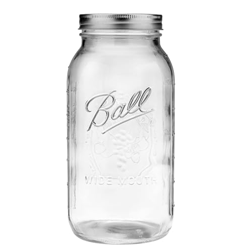 Ball Wide Mouth Glass Mason Jars with Lids and Bands, Used for Canning, Pickling, Juice, Jam, Jelly, Half Gallon Size 64 Ounce (Pack of 4) - color: Half Gallon, size: 64 Ounce (Pack of 4)