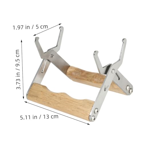 DOITOOL 4pcs Beekeeping Frame Grip Clamp Stainless Steel Hive Lifter Tool with Wood Handle for Beehive Inspection and Honey Harvesting