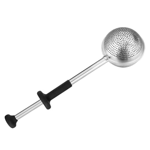 Stainless Steel Tea Strainer for Loose Tea with Silicone Good Grip Long Handle, Fine Mesh Tea Infuser Ball Dusting Wand for Flour n Sugar