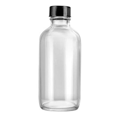 Restaurantware Vetri 4 Ounce Boston Glass Bottles, 24 Sample Bottles With Black Phenolic Caps - Dishwashable, Round, Clear Glass Bottle, For Potion, Juice, Ginger Shots, Whiskey, Liquids - color: Clear, size: 4 oz