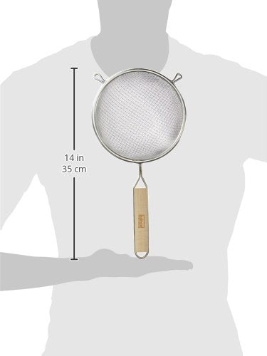 Winco Strainer, 6.25-Inch Diameter, Fine Double Mesh, Medium, Tin, Tan