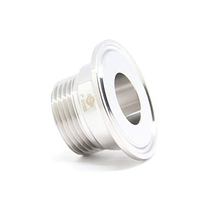 QiiMii 1Inch Stainless Steel 304 Sanitary NPT Male Thread x 1.5 Inch Tri Clamp Adapter, Stainless Steel 304 - size: TC 50.5 x 1"