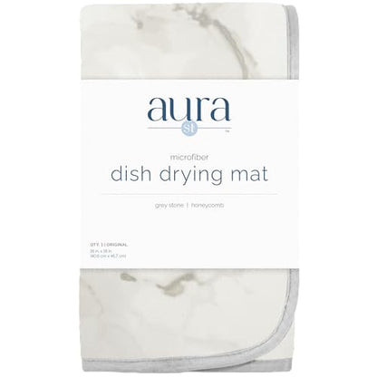 S&T INC. Dish Drying Mat, 16” x 18”, Absorbent Microfiber Kitchen Counter Mat, Dish Drying Pad for Dishes, Utensils, Pots and Pans, Large, Grey Stone - size: 16" x 18"