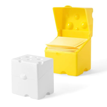 2Pcs Sliced Cheese Slice Holder Container for Refrigerator, Cow Cheese Storage Container for Fridge with Flip Lid, Butter Block Cheese Keeper Saver Box,Kitchen Gadget for Saving Cheese