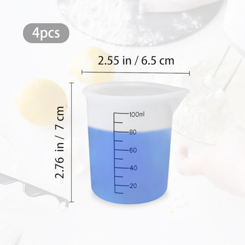 4 Pcs 100ml Laundry Detergent Measuring Cup, Reusable Silicone Measuring Cups for Laundry Room, DIY