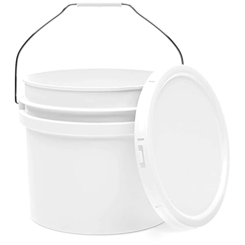3.5-Gallon White Bucket Pail Container with Lid | Food Grade | Heavy-Duty Approx 90 MIL Extra Durable | Metal Handles with Plastic Grip | Multi-Use | Easy Stack and Store | BPA Free - 1 Pack - color: White - 3.5 Gallon, size: 1 Packs