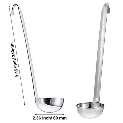 meekoo Stainless Steel Ladle Soup Handle Ladle with Pouring Rim for Kitchen Cooking Soup Sauce - size: 2 oz