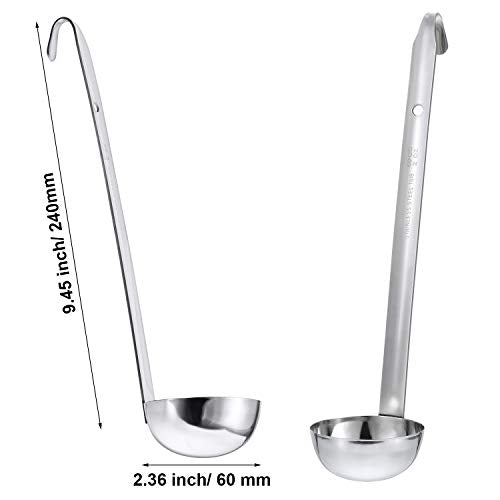 meekoo Stainless Steel Ladle Soup Handle Ladle with Pouring Rim for Kitchen Cooking Soup Sauce - size: 2 oz
