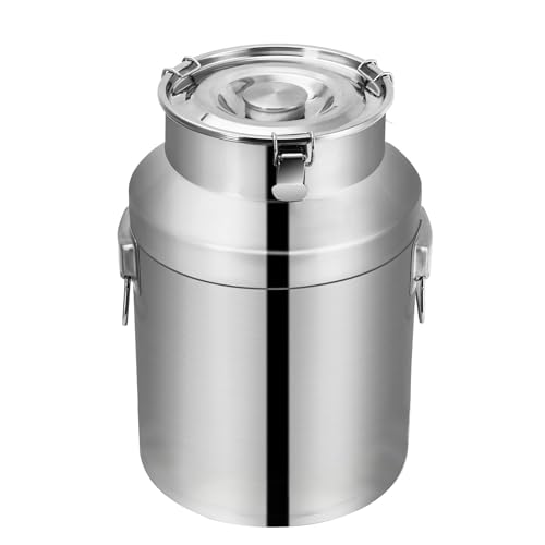 Food Grade Stainless Steel Milk Can 2Gal -23Gal with Spigot & Lid, Airtight Water Jug Pail Bucket, Wine Beverage Drink Dispenser, Liquid Storage Water Transport Container(No Spigot,7L/1.85Gal) - color: No Spigot, size: 7L/1.85Gal