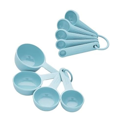 KitchenAid Measuring Cups and Spoon Set, Mineral Water, 9-Piece - color: Mineral Water