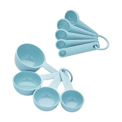 KitchenAid Measuring Cups and Spoon Set, Mineral Water, 9-Piece - color: Mineral Water