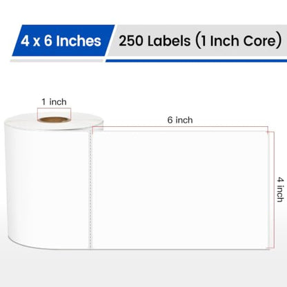 L LIKED 4" x 6" Thermal Labels, Blank Removable Labels with No Residue, Water and Oil Resistant, Use for Both Home and Office (1 Roll, 250 Labels) - size: 4x6-250