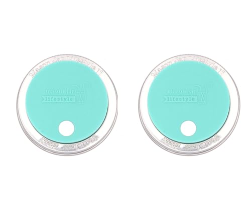 2 Pack, Aquamarine, Regular Mouth Silicone Straw Hole Tumbler and Fermentation Lids with Stainless Steel Bands by Mason Jar Lifestyle - color: Aquamarine, size: Regular Mouth