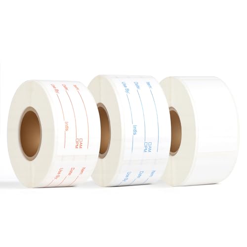 3 Rolls Food Labels, 1” x 2” Labels for Food Containers, Self-Adhesive Removable Freezer Labels for Dining Rooms, Kitchen Storage, Schools, Offices, Storage Rooms (Total of 1,000 Pieces)