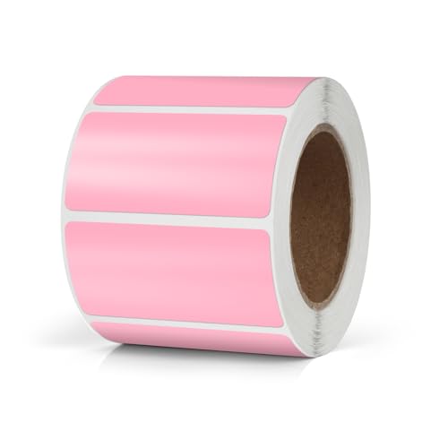 Pink Rectangle Stickers 2 x 1 Inch Color Coding Labels Vinyl Roll Self-Adhesive Waterproof Removable 500 PCS - color: Pink