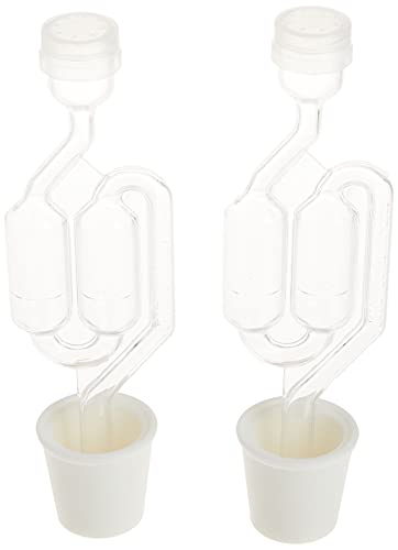 FastRack Glass Wine Fermenter Includes Airlock, 1 gallon Capacity, clear (B00BEYREIW), 1 Count (Pack of 1) and Twin Bubble Airlock and Carboy Bung (Pack of 2)