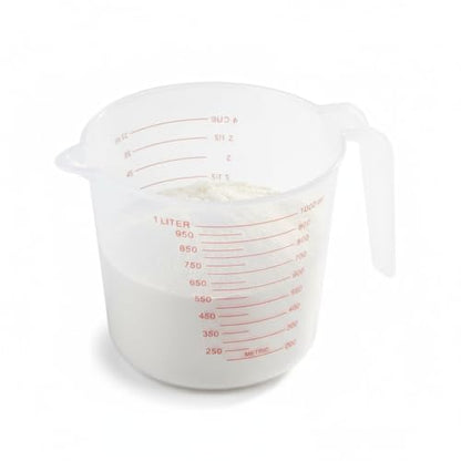 Professional Kitchen Measuring Cup, 4-Cup/32oz Capacity, Clear BPA-Free Plastic, Dual Scale Markings, Microwave Safe with Easy-Pour Spout and Ergonomic Handle for Cooking and Baking