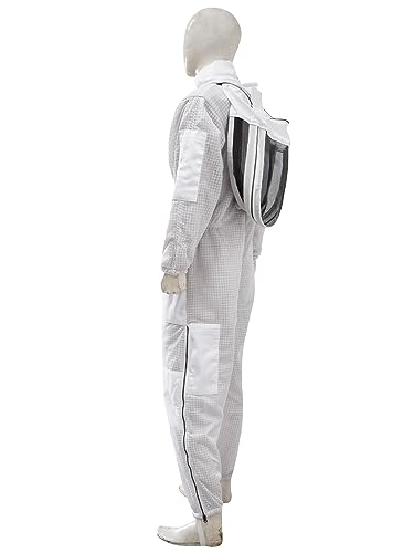Highly Ventilated Beekeeping Suit Beekeepers 3 Layer Premium bee Suit for Men & Women with Pair of Gloves - color: White Fencing Veil, size: 3X-Large