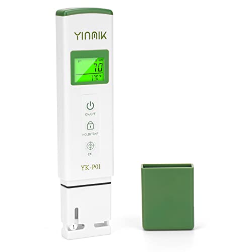 YINMIK YK-P01 pH Tester Digital pH Meter for Water Hydroponics, Accurate pH Temp Meter with ATC for Pool, Spa, Hot Tub, Indoor Plants, Drinking Water, Wine Beer Home Brewing, Aquarium - color: Green pH Tester