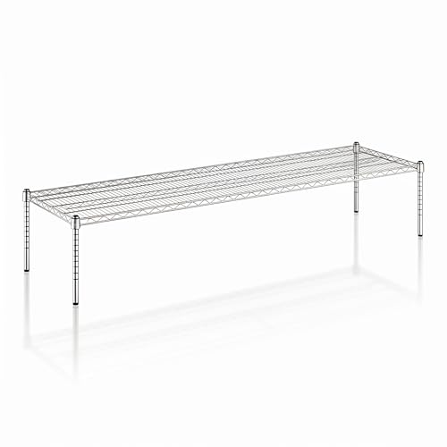 21" x 72" x 14" Chrome Wire Storage Shelf, Dunnage Rack, Commercial 1 Tier Small Shelf - color: Silver, size: 21"D x 72"W x 14"H