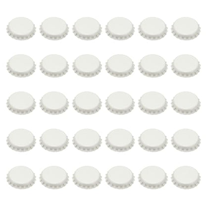 uxcell 60 Pcs Oxygen Absorbing Beer Bottle Caps, 32mm Pry Off Bulk Crown Caps Bottle Toppers for Soda Beer Wine Glass Bottles Home Brewing DIY Pendants or Craft Scrapbooks, White - color: White