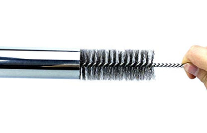Pipe Cleaning Brush Set Stainless Steel Bristles, 8 Piece Variety Pack for Auto Parts, Bottles, Tubes, Etc.