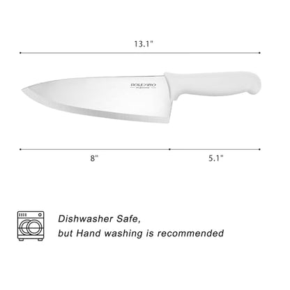 8 inch Japanese High Carbon Stainless Steel Chef Knife, Professional Extra Sharp Wide Cook Knife with Non-slip Ergonomic Handle, for Kitchen Home Restaurant - color: White