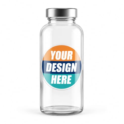 Custom Waterproof Labels for Glass Bottles & Drinks – Durable Vinyl Stickers for Coffee, Juice, Milk Tea & Smoothies – UV Resistant, Tear-Proof, Oil & Water Resistant Labels (Round)