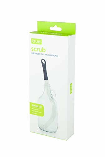 True Decanter and Growler Brush Multipurpose Glassware Cleaner, No-Scratch High-Tensile Foam Reusable Cleaning Accessory with Ergonomic Handle, White - style: Black