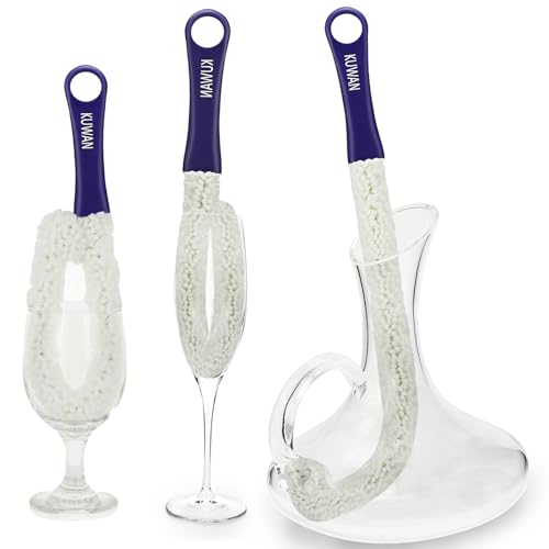 KUWAN Bottle Cleaning Brush Multi-Function Household Tools Flexible Bottle Scourer for Some Decanters, Goblets, Glasses, Cups (Long 3pcs) - color: Long-3pcs
