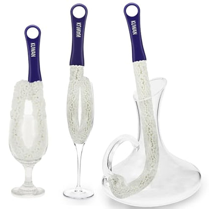 KUWAN Bottle Cleaning Brush Multi-Function Household Tools Flexible Bottle Scourer for Some Decanters, Goblets, Glasses, Cups (Long 3pcs) - color: Long-3pcs