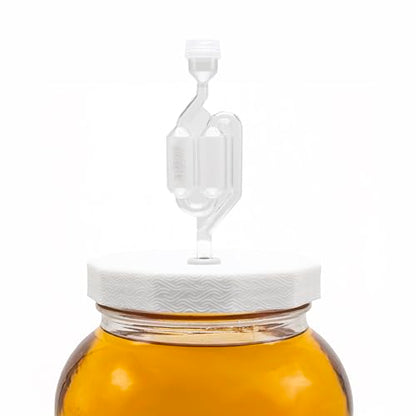 Fermentaholics 2 Pack - 110mm One Gallon Fermentation Lid, Gasket & S Airlock - Airtight Lid Turns Gallon Jar Into A Fermenter - Make Beer, Wine, Mead, Cider, Hard Kombucha, & More