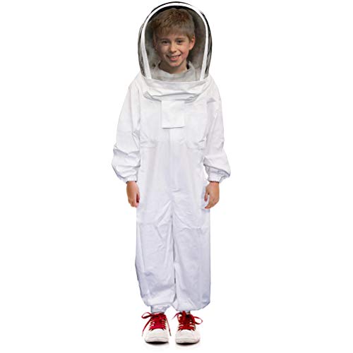 Luwint Kids Beekeeping Suits - Ventilated Bee Beekeeper Suit with Gloves and Self Supporting Veil Hood for Children (White/4'2''-4'7'' Height) - color: White/4'2''-4'7'' Height