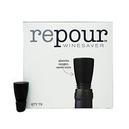 Repour Wine Saver and Stopper - Removes Oxygen, Preserving and Keeping Wine As Fresh As The Day The Bottle Was Opened - Black (72-Pack) - color: Black, size: 72-Pack