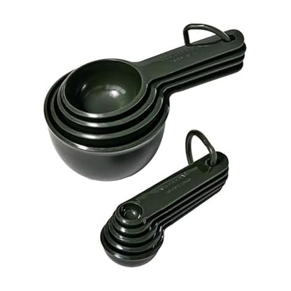 KitchenAid Plastic Measuring Cups and Spoon Set, Set of 9, /4, 1/2, 1/3, and 1 cup sizes, and 1 tbsp, 1/2 tbsp, 1 tsp, 1/2 tsp and 1/4 tsp, Evergreen - color: Evergreen