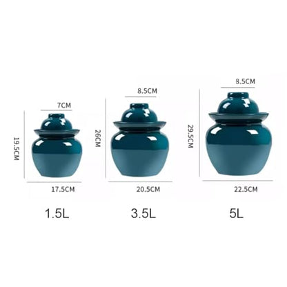 Ceramic Pickle Jar with Lids,Large Traditional Chinese Porcelain Pickle Jar Pickling Jars,Ceramic Fermentation Crock with Water Seal Airlock Lid,Sauerkraut Crock green1-10L (Green1-1.5L - color: Green1, size: 1.5L