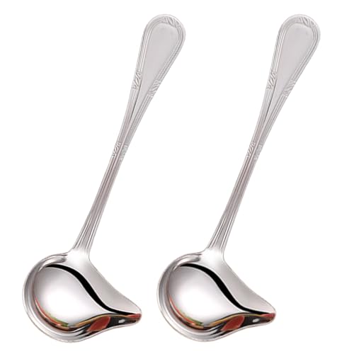 2 PCS Small Ladle, Mini Gravy Ladle Drizzle Spoon, 7.87 Inch Stainless Steel Soup Ladles with Pouring Spout for Spooning Sauces, Gravies