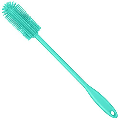 Silicone Bottle Brush, Water Bottle Cleaner Brush with Long Handle, Perfect for Cleaning Narrow Neck Containers, Vacuum Sports Bottle, Tumblers, Flask, Glassware (1 Pack, Teal) - color: Teal