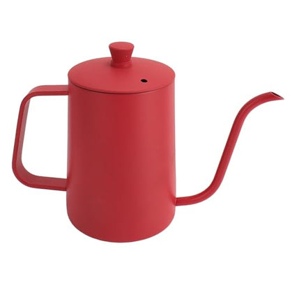 Pour Over Coffee Kettle, Gooseneck Stainless Steel Kettle, 600ml Precision Pouring Pot with Thermometer, Red Teapot for Home Brewing Coffee Tea