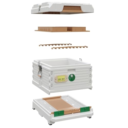 Apimaye Ergo Insulated 10 Frame Bee Hive Set [NO Frames Included] (Single Hive, White Body Green Entrance) - color: White Body Green Entrance