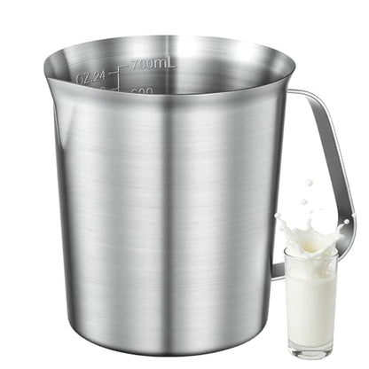 Stainless Steel Measuring Cup with Easy-Read Scales, Unbreakable, Comfort Grip Handle for Cooking, Baking, Mixing Drinks, Pet Food (24oz) - size: 24oz