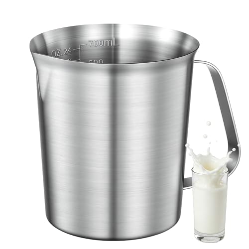 Stainless Steel Measuring Cup with Easy-Read Scales, Unbreakable, Comfort Grip Handle for Cooking, Baking, Mixing Drinks, Pet Food (24oz) - size: 24oz
