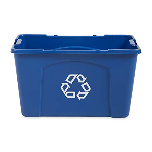 Rubbermaid Commercial Products Stackable Recycling Bin, 18 Gallon, Blue Storage Container, For Garage/Kitchen use for Boxes/Paper Recycle (Pack of 6) - size: 18G
