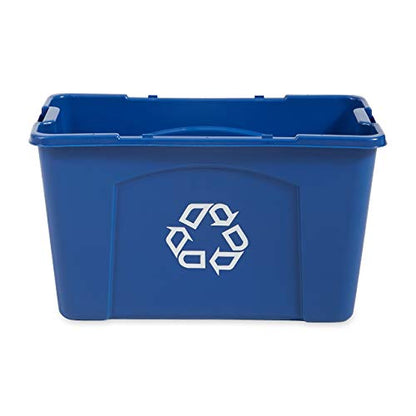 Rubbermaid Commercial Products Stackable Recycling Bin, 18 Gallon, Blue Storage Container, For Garage/Kitchen use for Boxes/Paper Recycle (Pack of 6) - size: 18G